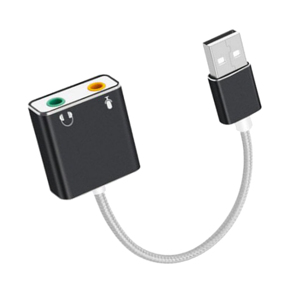 Audio Adapter USB External Stereo Sound Card for 3.5mm Headphone Black