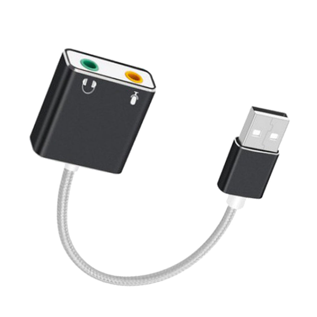 Audio Adapter USB External Stereo Sound Card for 3.5mm Headphone Black