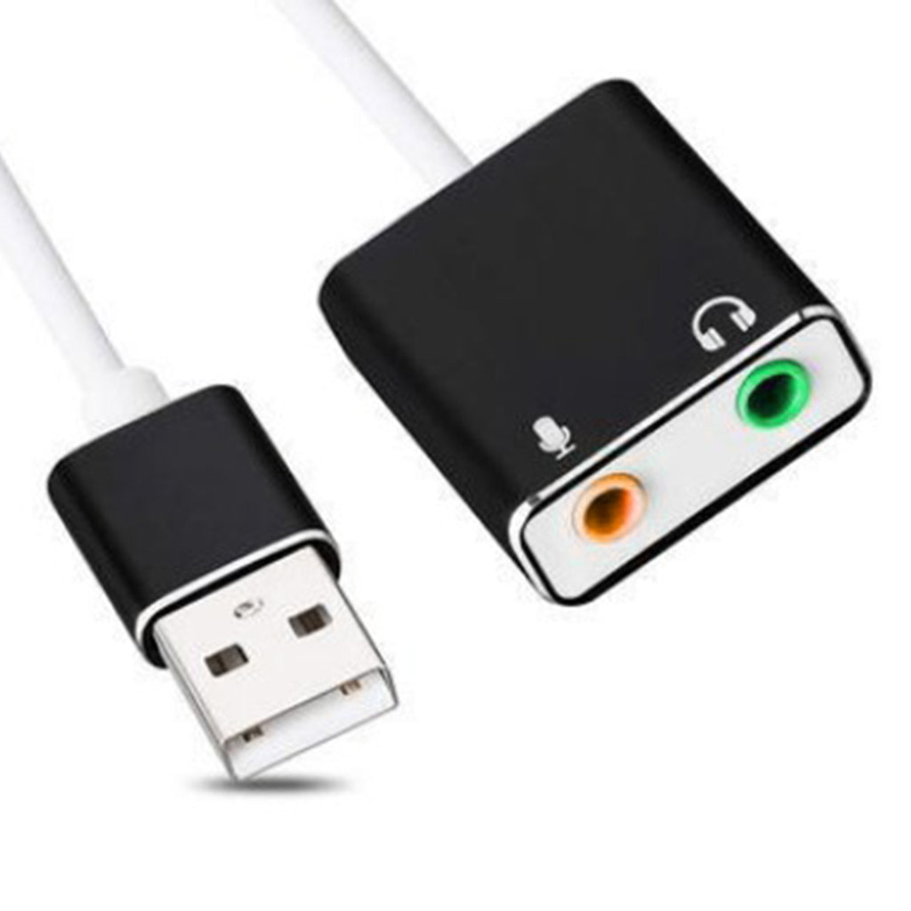 Audio Adapter USB External Stereo Sound Card for 3.5mm Headphone Black