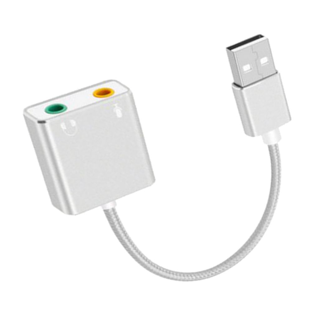 Audio Adapter USB External Stereo Sound Card for 3.5mm Headphone White