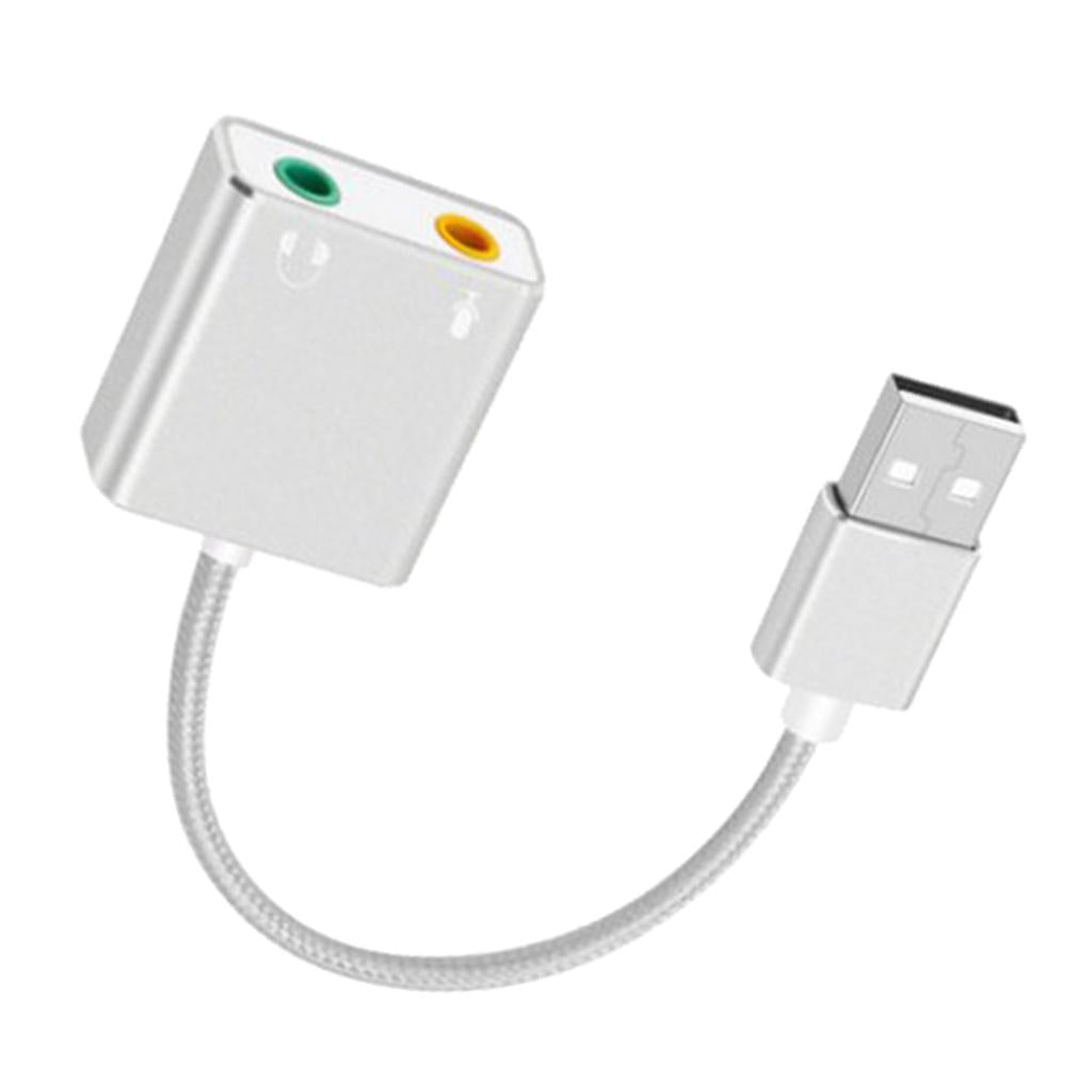 Audio Adapter USB External Stereo Sound Card for 3.5mm Headphone White