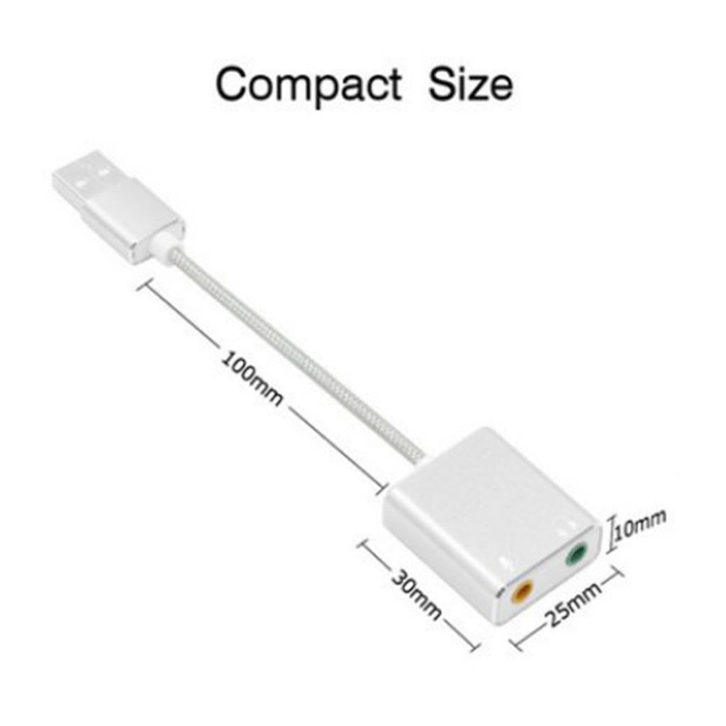 Audio Adapter USB External Stereo Sound Card for 3.5mm Headphone White