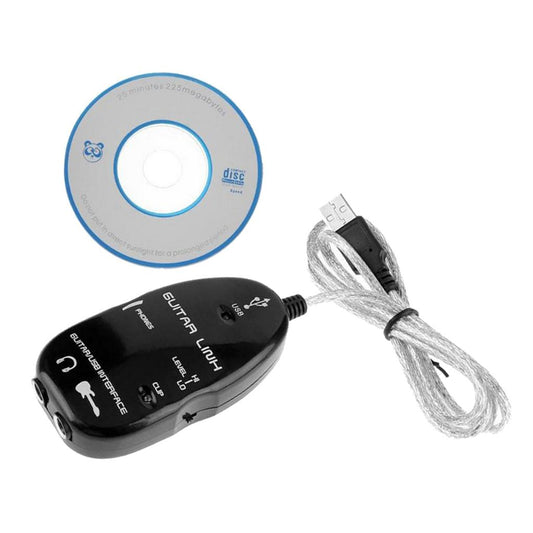 Guitar to USB Interface Link Cable Audio Adapter for PC/MAC Recording Black