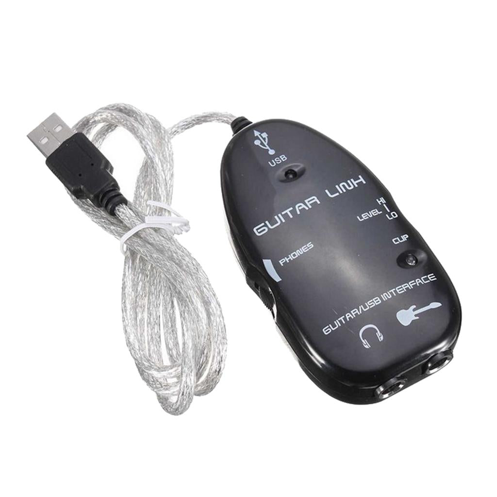 Guitar to USB Interface Link Cable Audio Adapter for PC/MAC Recording Black