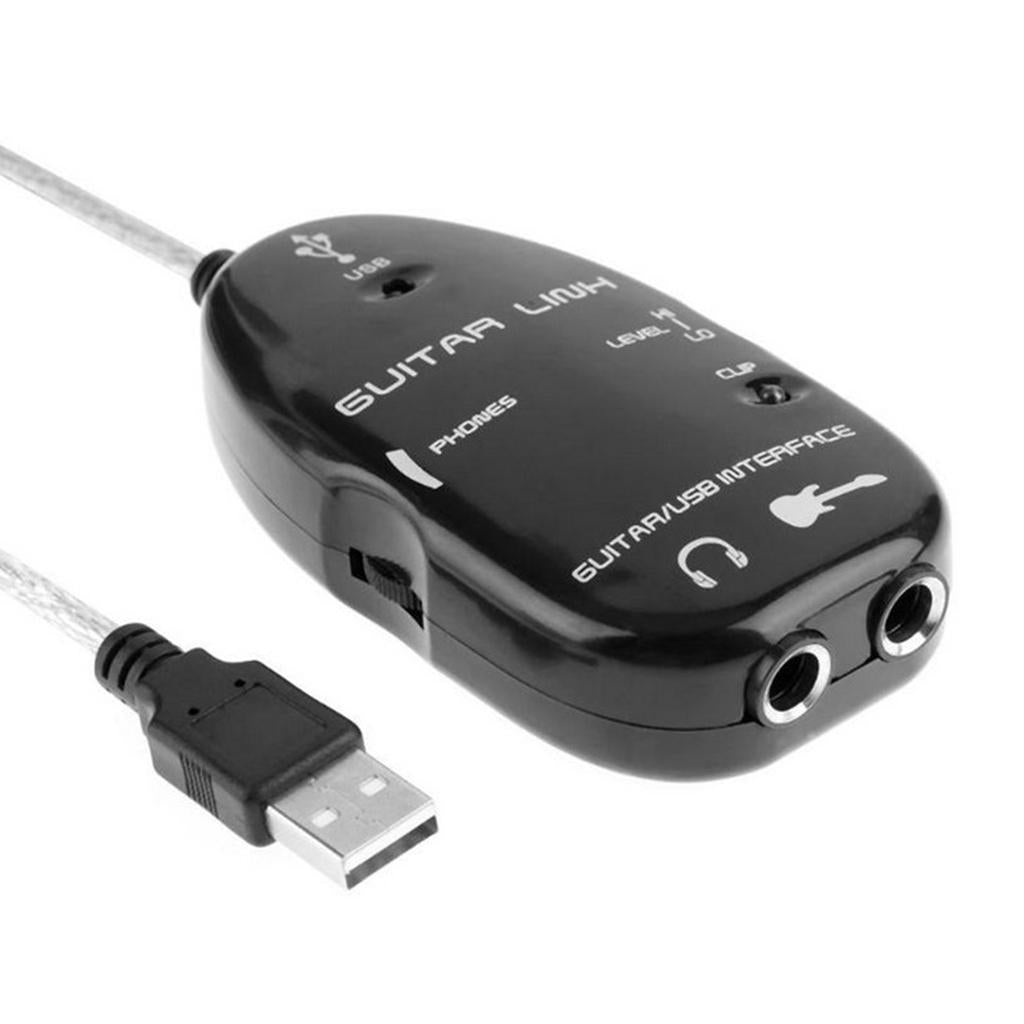 Guitar to USB Interface Link Cable Audio Adapter for PC/MAC Recording Black