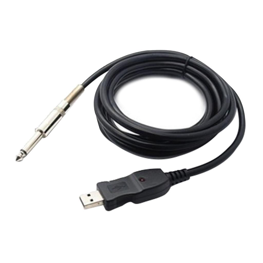 Guitar Audio Cable 10ft USB Interface Male to 1/4 inch 6.35mm Male Mono Plug