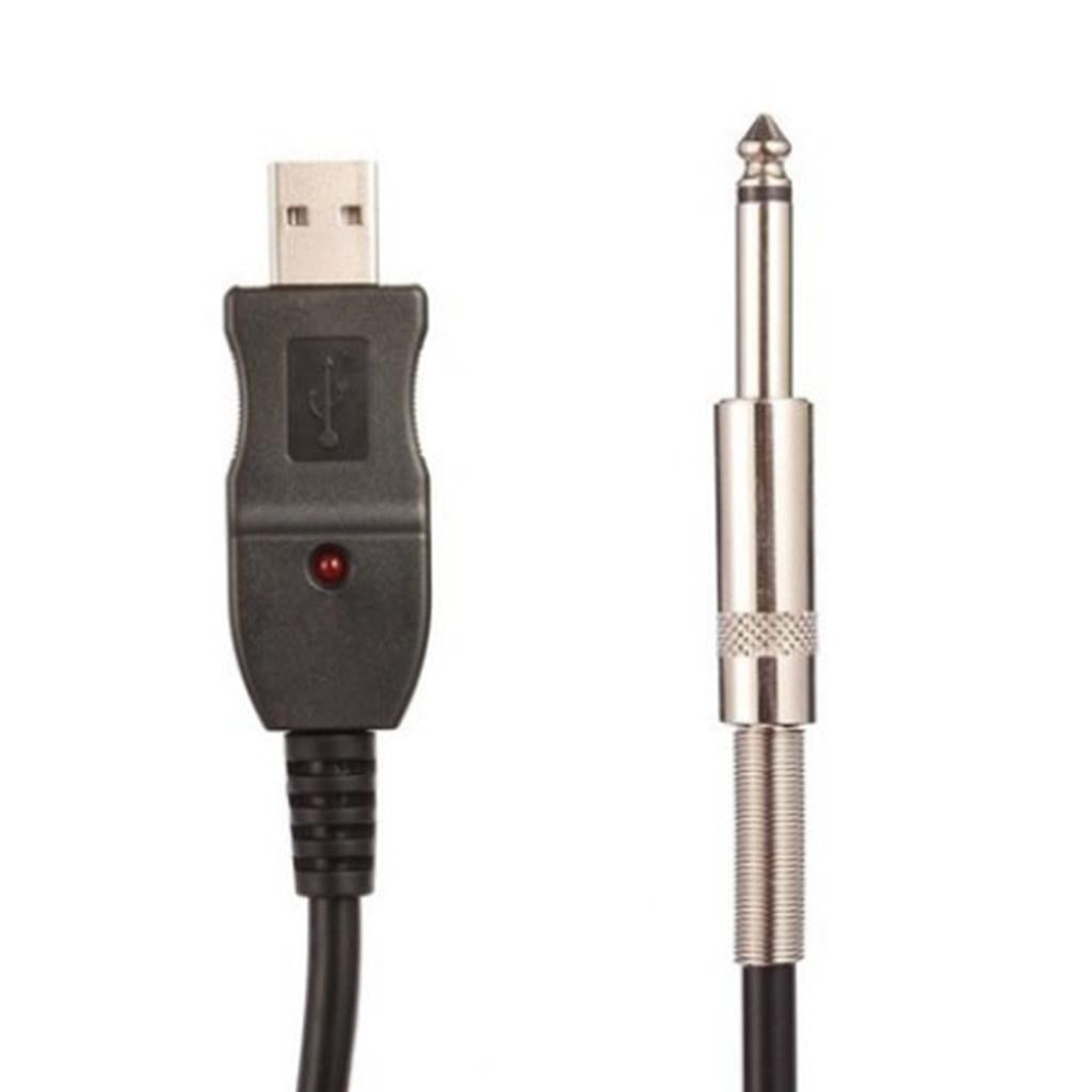 Guitar Audio Cable 10ft USB Interface Male to 1/4 inch 6.35mm Male Mono Plug