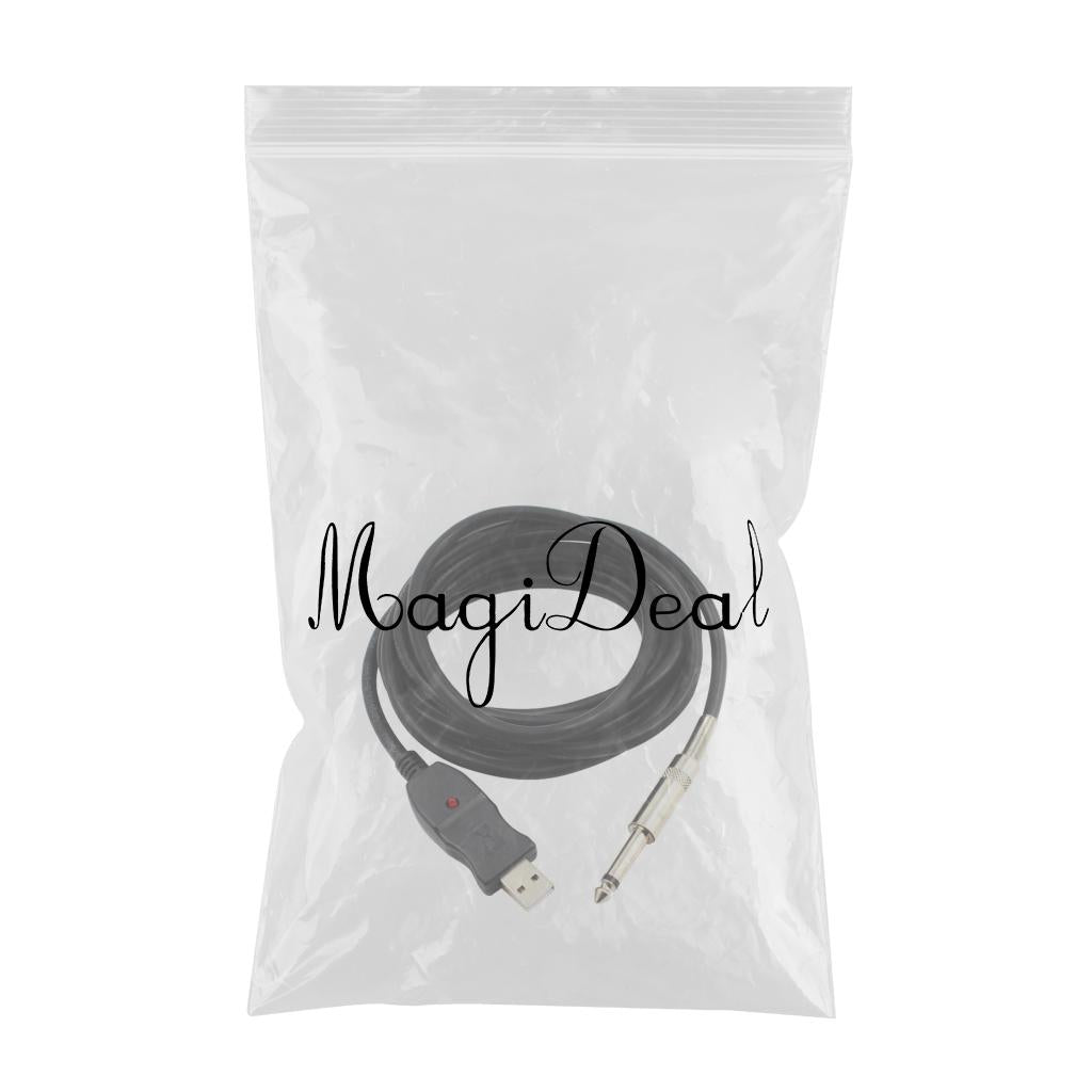 Guitar Audio Cable 10ft USB Interface Male to 1/4 inch 6.35mm Male Mono Plug