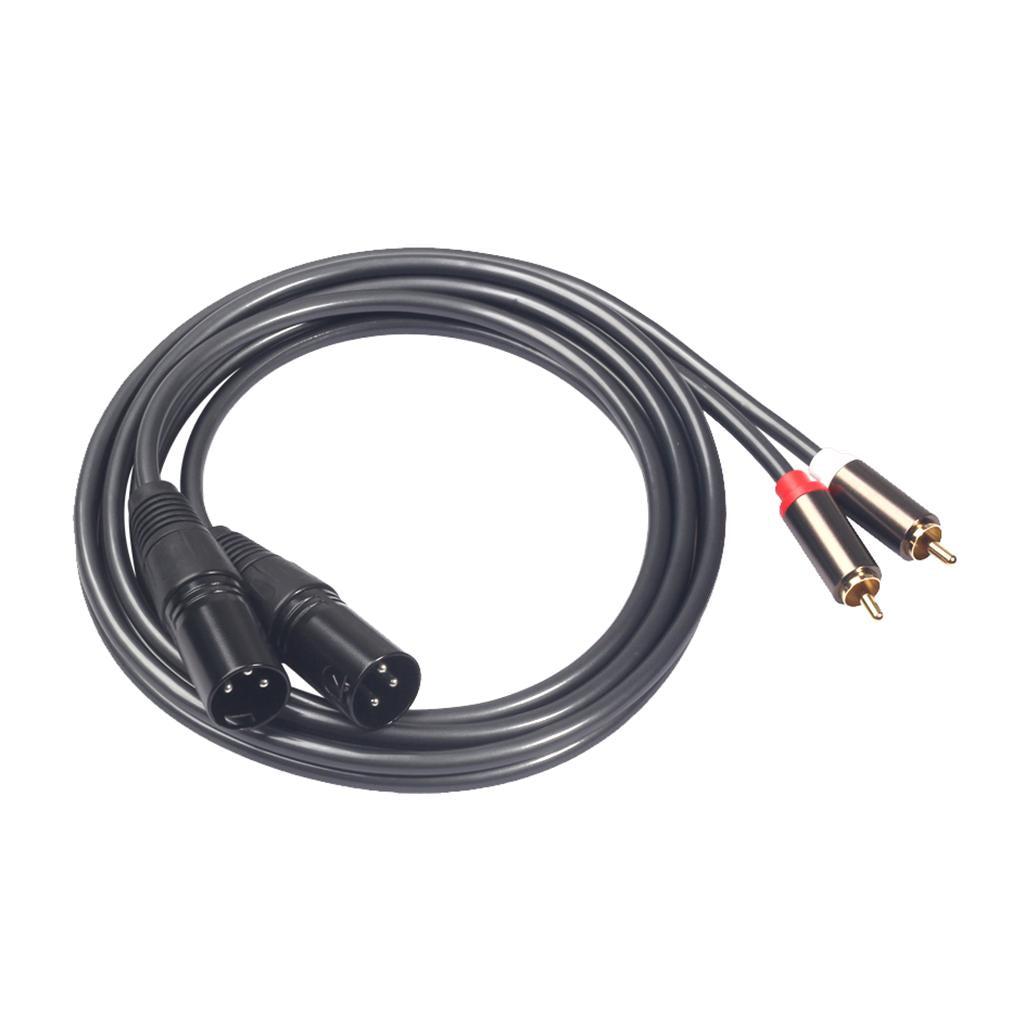 Black Audiophile Audio Cable 2 RCA Male to Male Stereo Audio Cable Plug