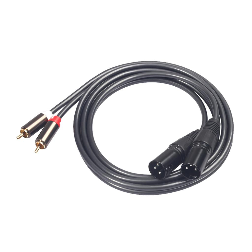Black Audiophile Audio Cable 2 RCA Male to Male Stereo Audio Cable Plug