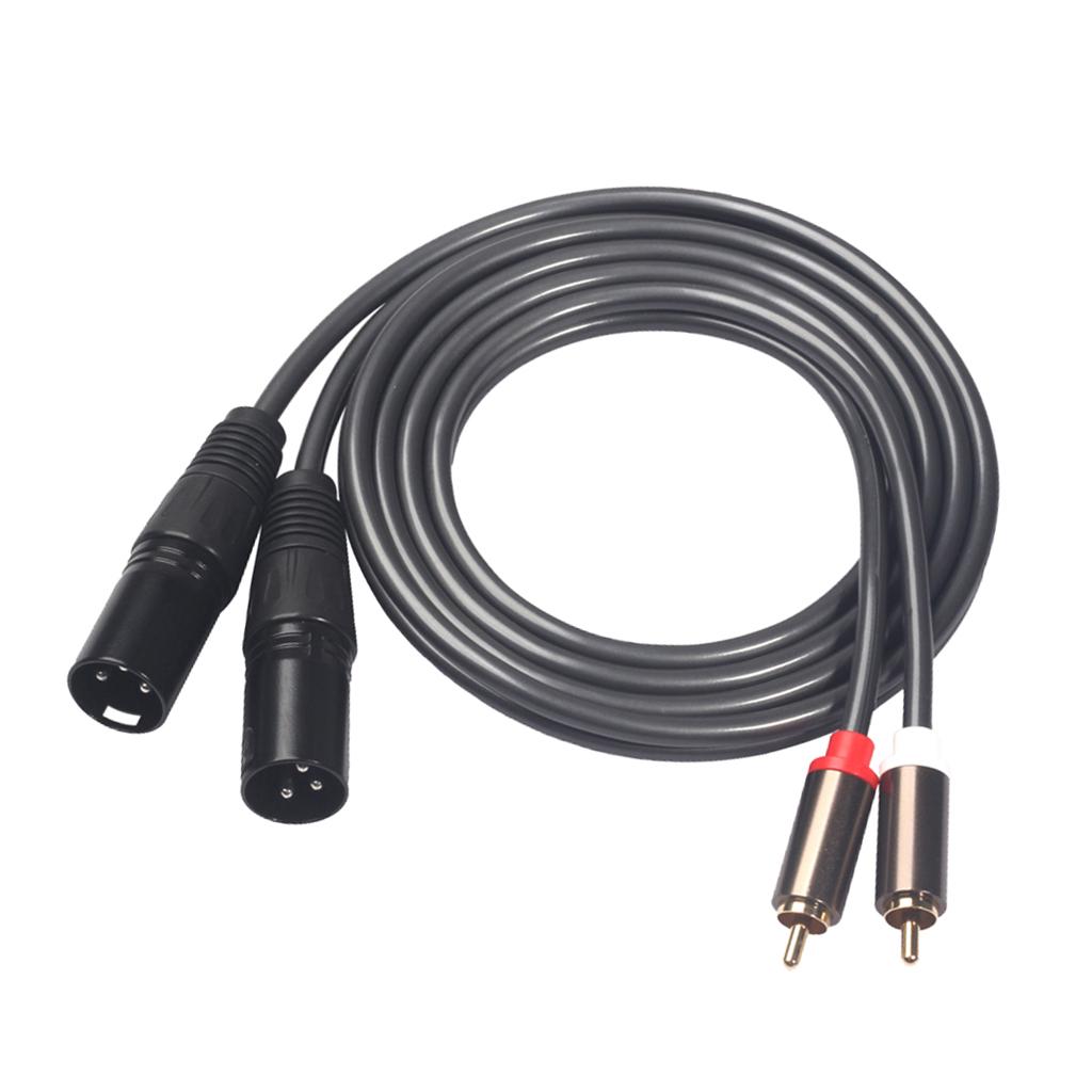 Black Audiophile Audio Cable 2 RCA Male to Male Stereo Audio Cable Plug