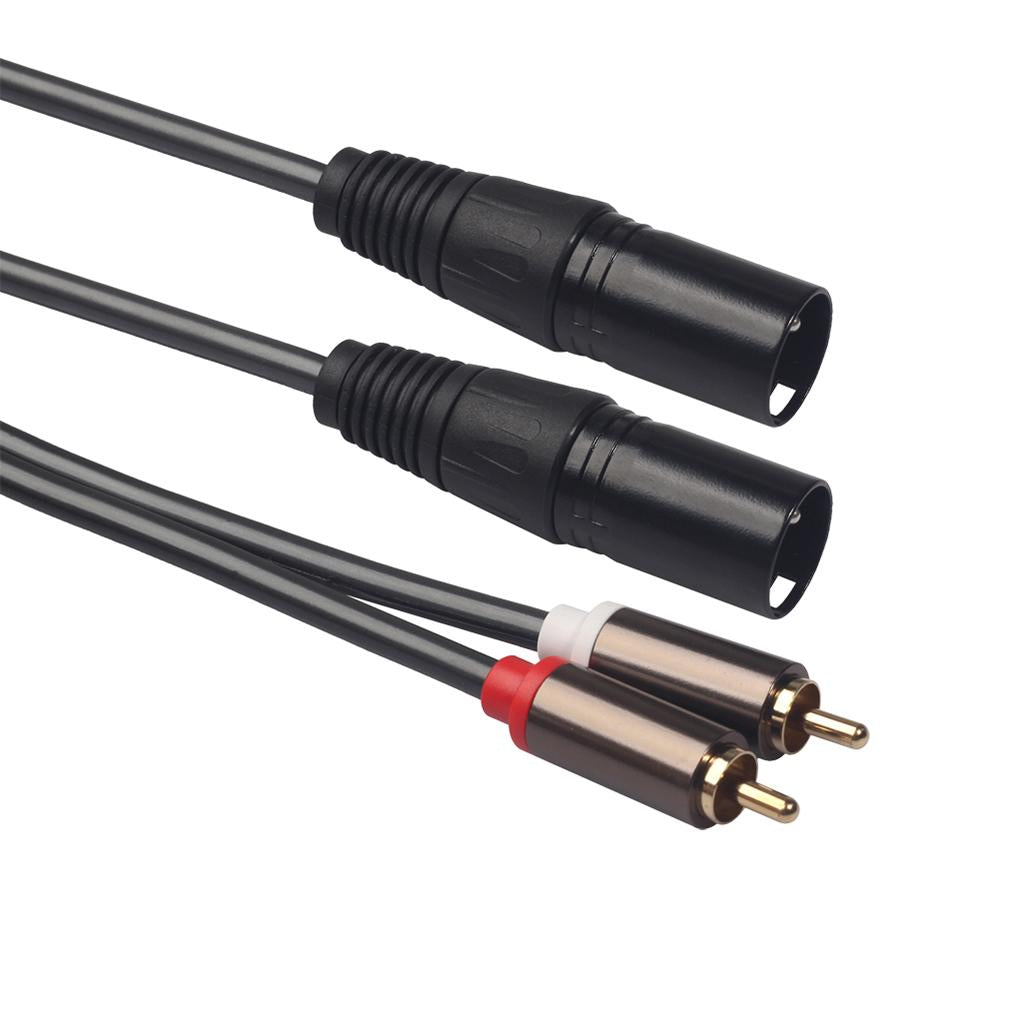 Black Audiophile Audio Cable 2 RCA Male to Male Stereo Audio Cable Plug