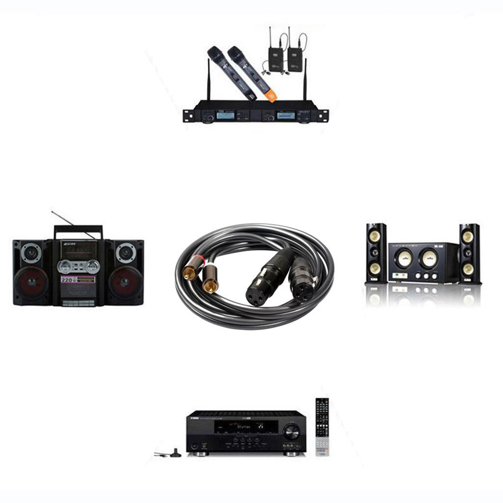 Audiophile Audio Cable 2 RCA Male to XLR Female Audio Extension Cable 3Pin