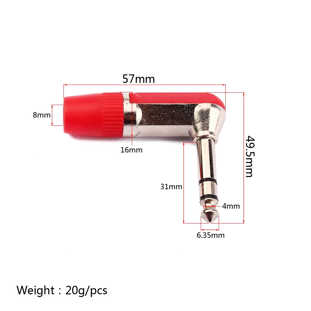 1/4" 6.3mm Stereo Audio Jack Plug Connector for Guitar Cable Accessories Red