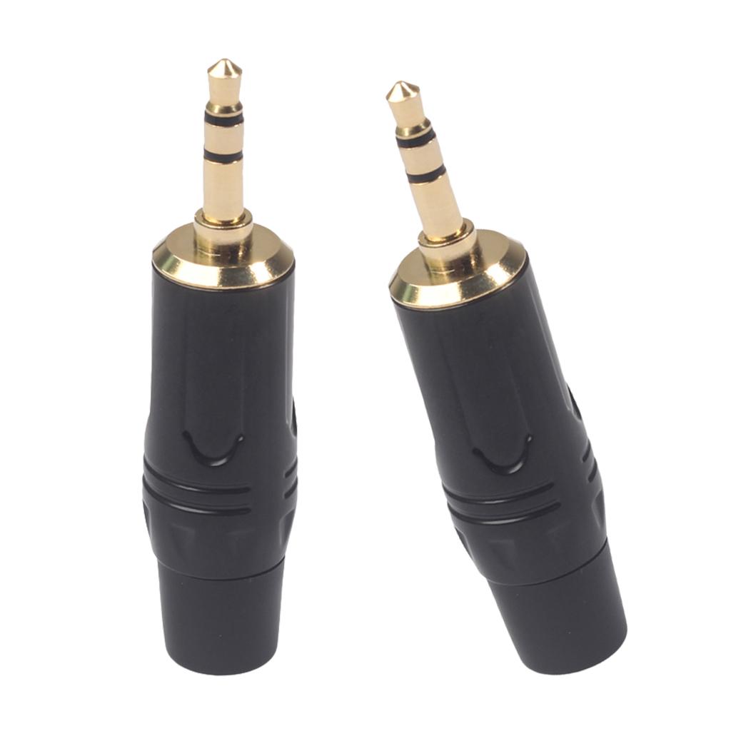 2pcs 3.5mm Stereo Audio Jack Cord Gold-plated DIY Accessory w/ Tail Plug