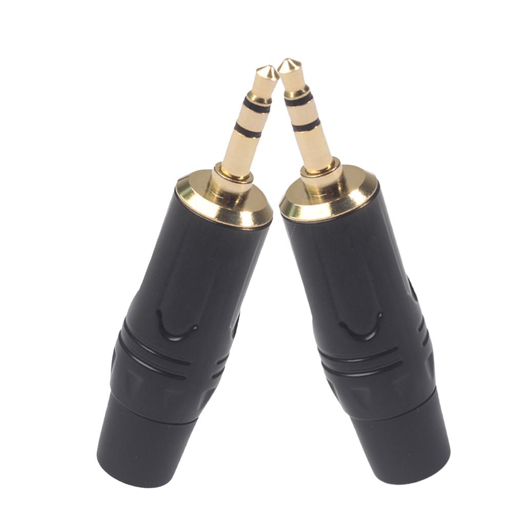 2pcs 3.5mm Stereo Audio Jack Cord Gold-plated DIY Accessory w/ Tail Plug