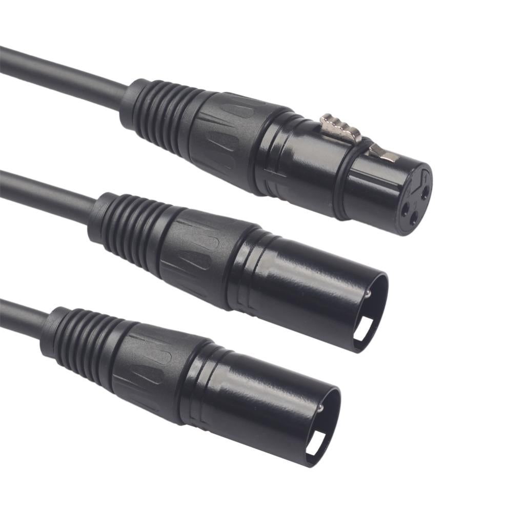 1x 3-Pin XLR Male Plug to Dual 2 Female Jack Y Splitter Mic DJ Cable Adaptor