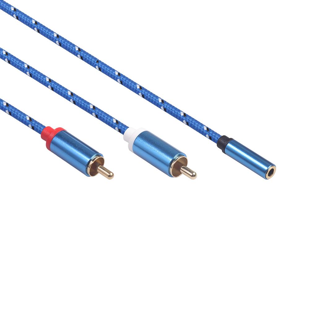 3.5mm Stereo Audio Female Connector to 2 RCA Male Connectors Blue 3610F-04