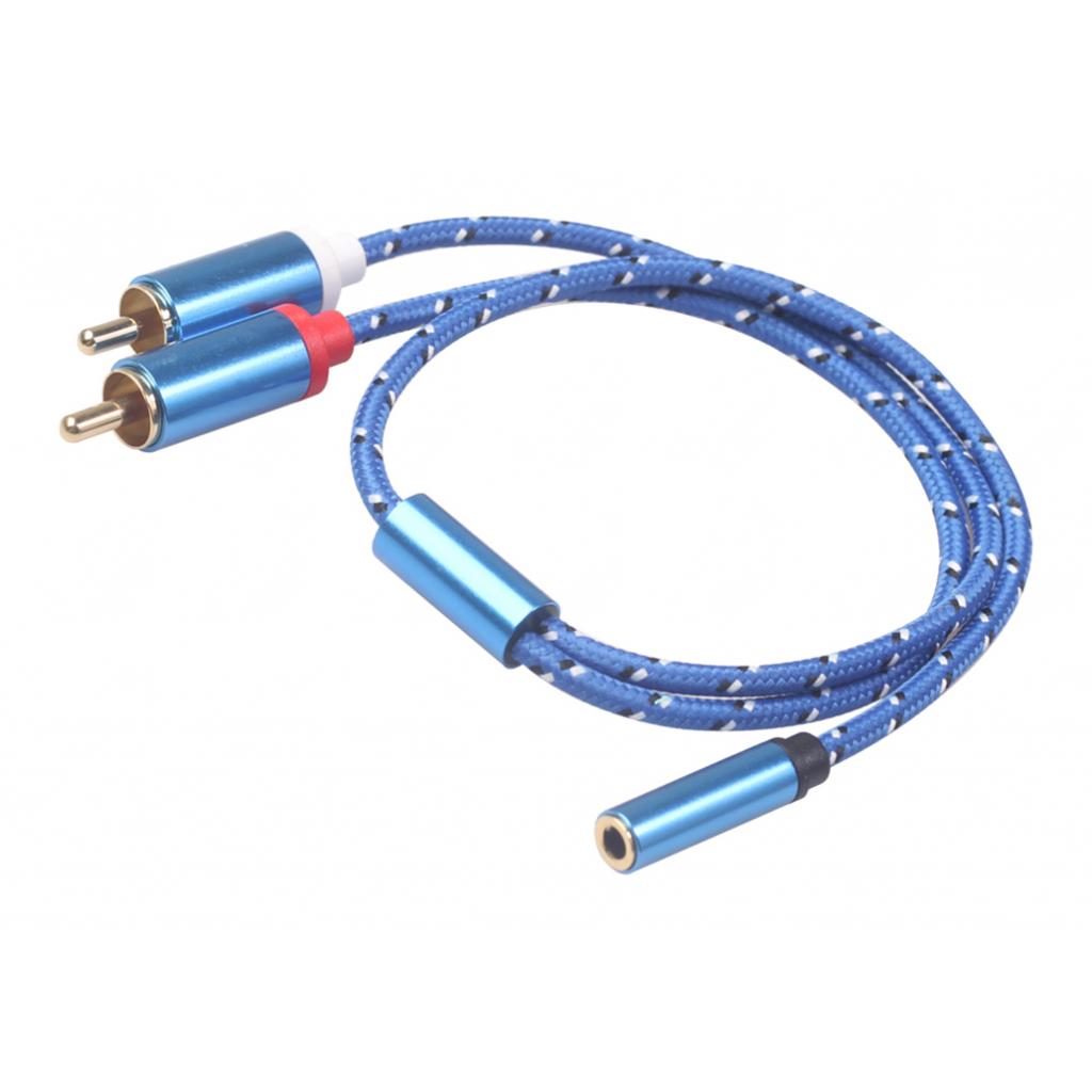 3.5mm Stereo Audio Female Connector to 2 RCA Male Connectors Blue 3610F-04