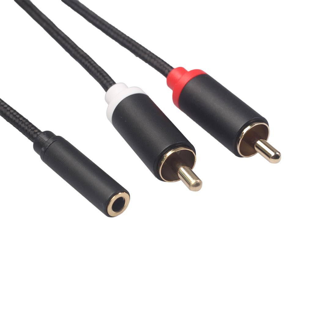 3.5mm Stereo Audio Female Connector to 2 RCA Male Connectors Black 3635F-04