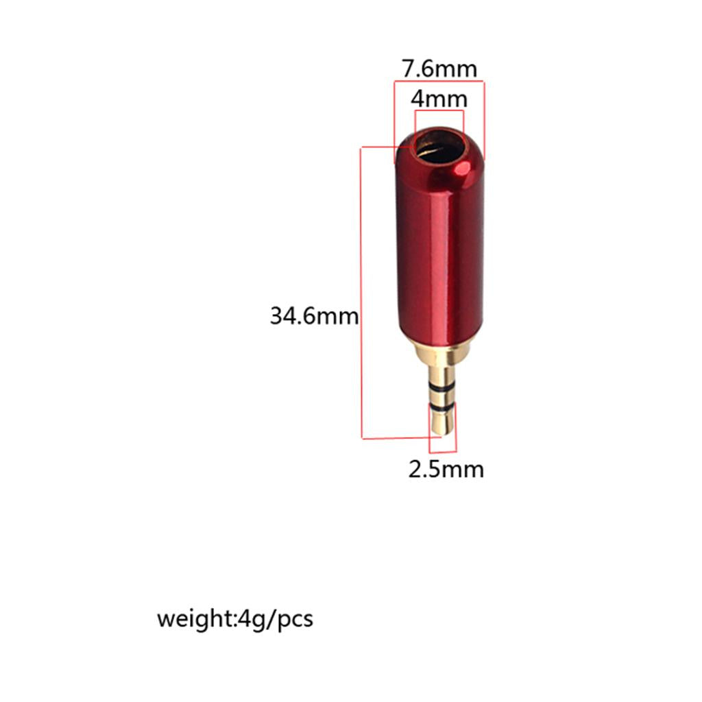 2.5mm 3 Poles Male Plug Aluminum Stereo Plug Wire Connector Plug Earphone