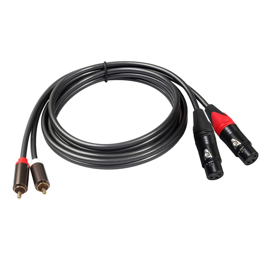 2 RCA to 2 XLR Female Cable Audio Connector for Amplifier Sound Box Mic