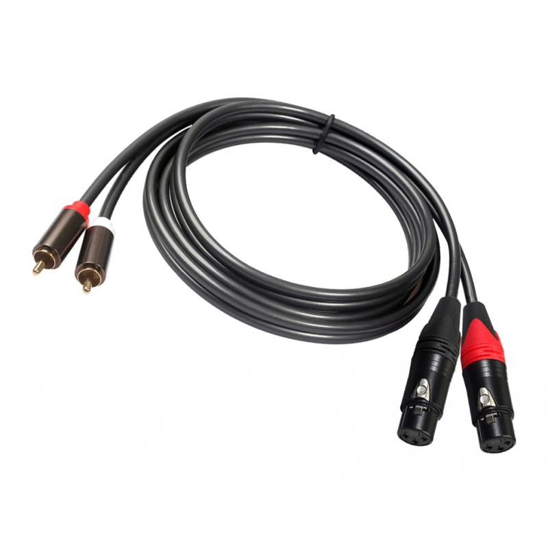 2 RCA to 2 XLR Female Cable Audio Connector for Amplifier Sound Box Mic