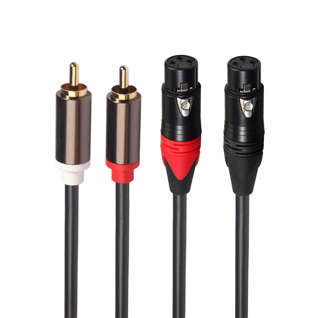 2 RCA to 2 XLR Female Cable Audio Connector for Amplifier Sound Box Mic