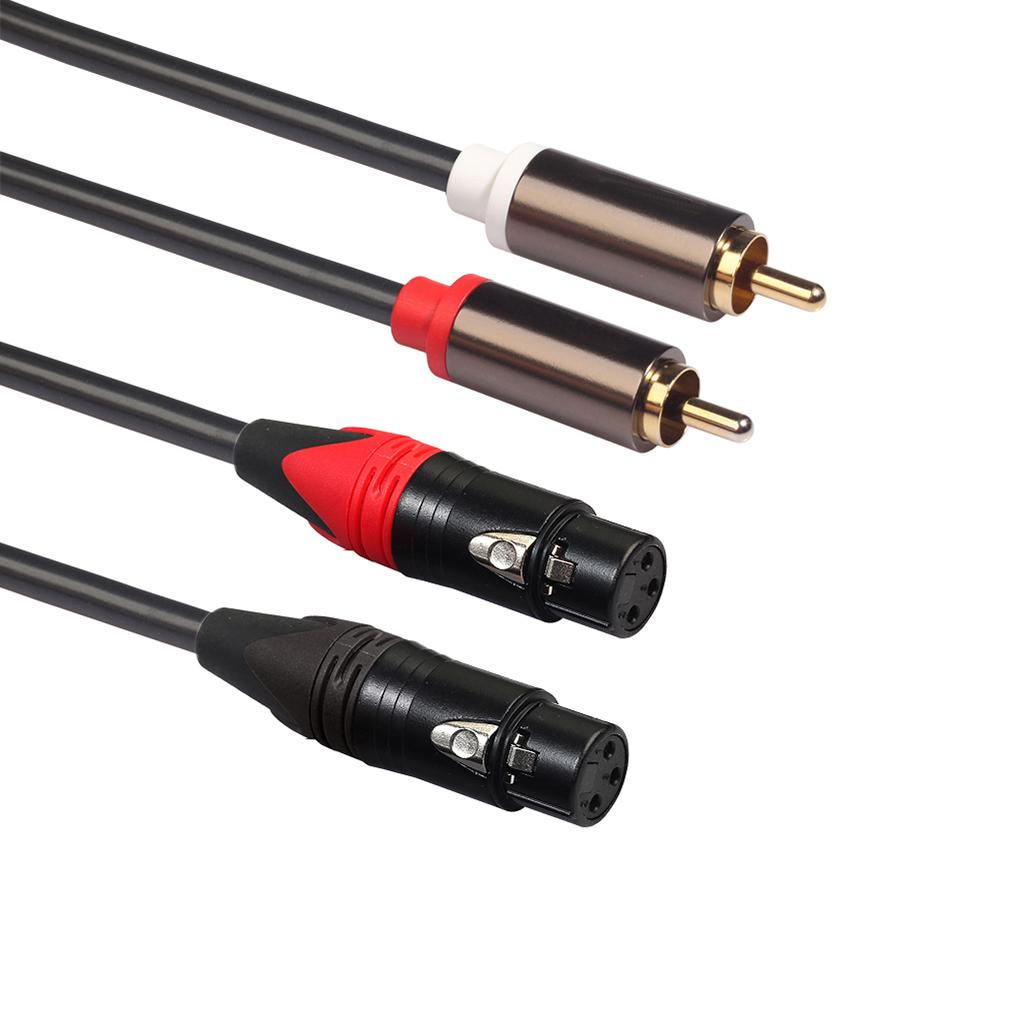 2 RCA to 2 XLR Female Cable Audio Connector for Amplifier Sound Box Mic