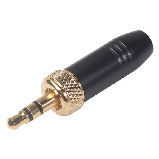 3.5mm Stereo Welded Male Plug for Collar-clip wireless microphone Black