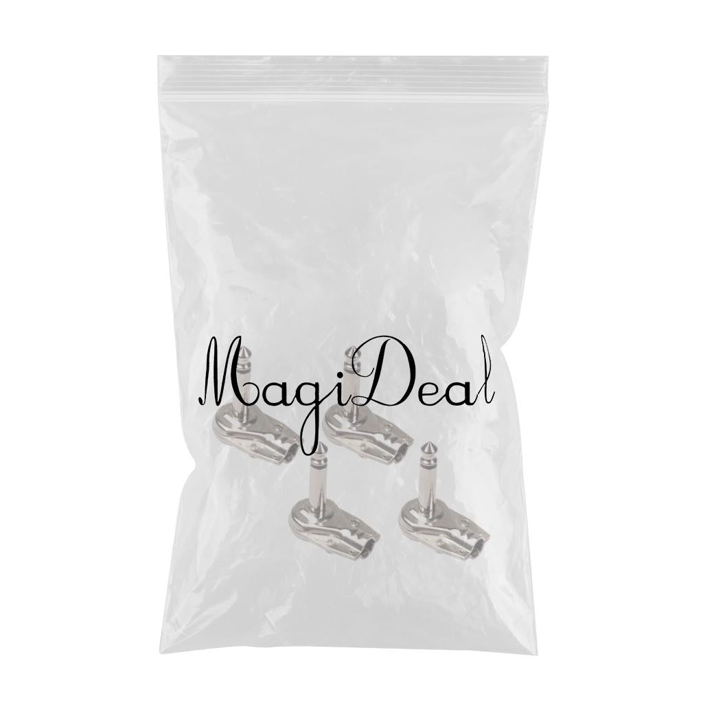 4 Pieces Guitar Effect Cables Plug Iron Right Angle Welding Plugs Silver