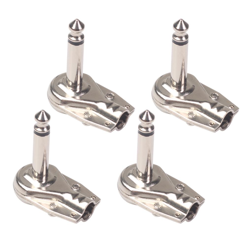 4 Pieces Guitar Effect Cables Plug Iron Right Angle Welding Plugs Silver