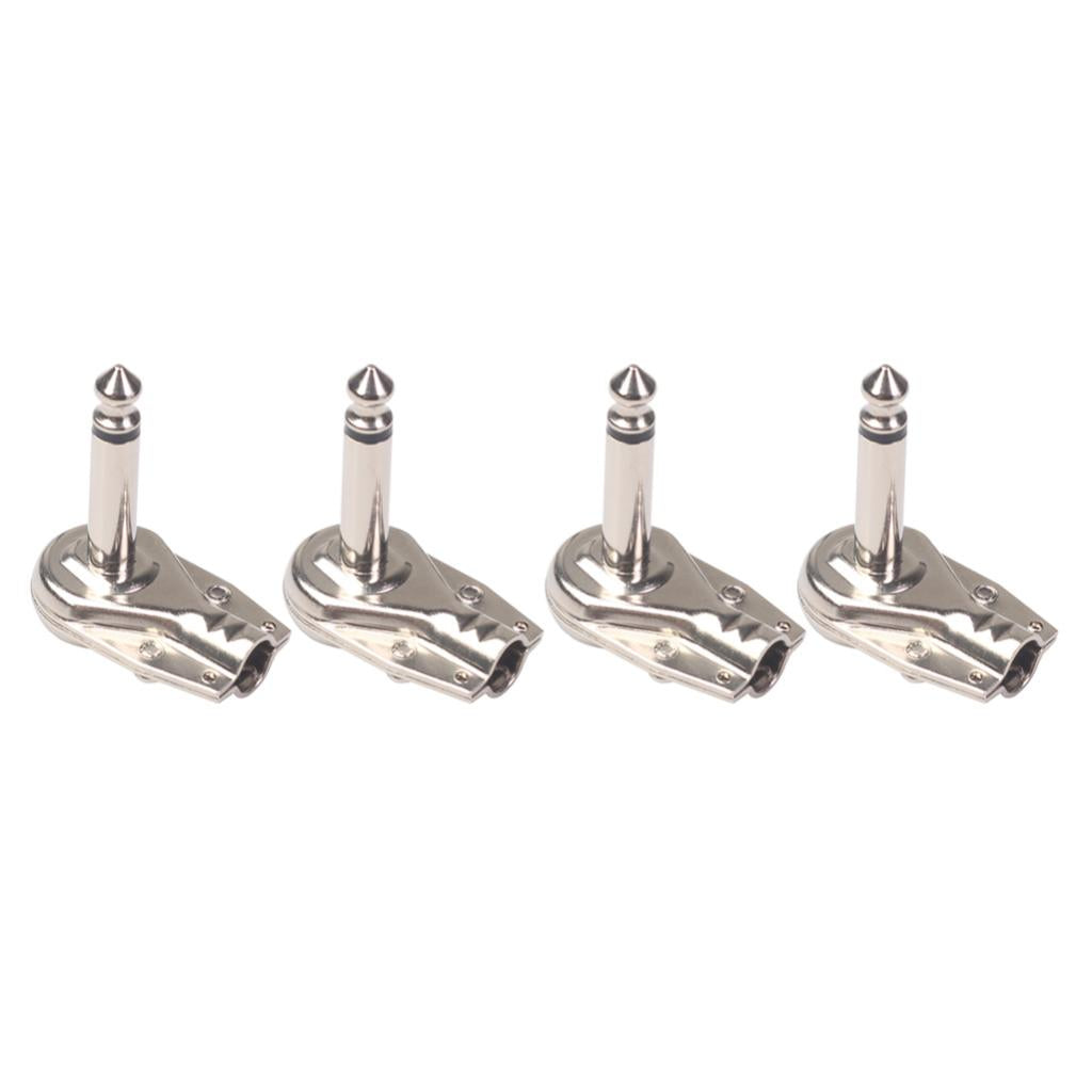 4 Pieces Guitar Effect Cables Plug Iron Right Angle Welding Plugs Silver