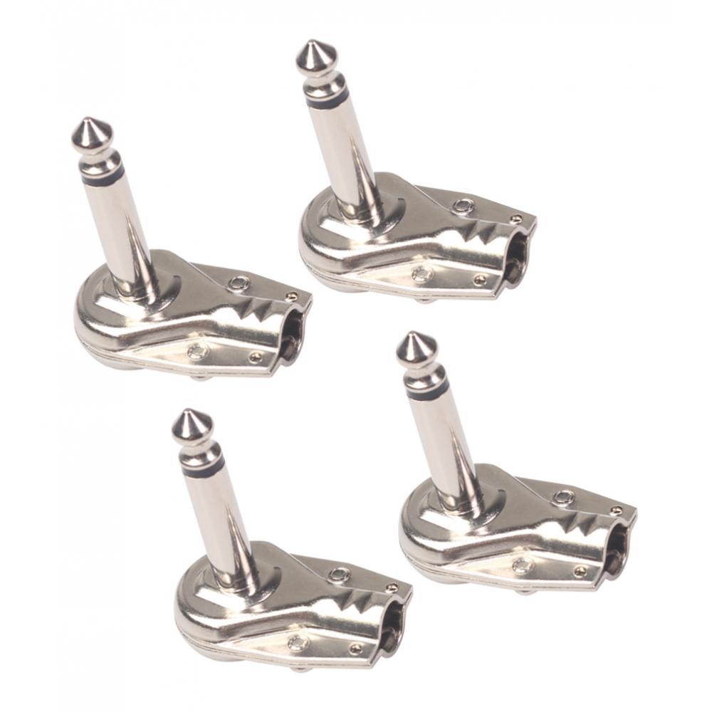 4 Pieces Guitar Effect Cables Plug Iron Right Angle Welding Plugs Silver