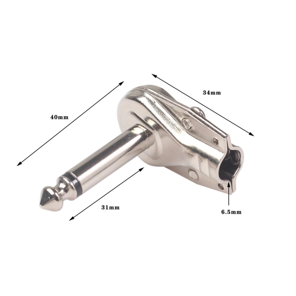 4 Pieces Guitar Effect Cables Plug Iron Right Angle Welding Plugs Silver