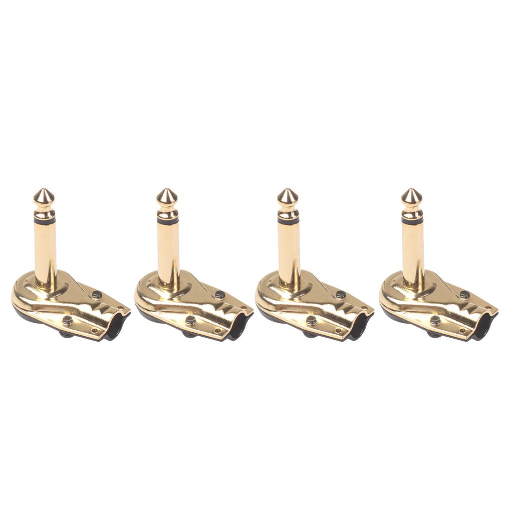 4 Pieces Guitar Effect Cables Plug Iron Right Angle Welding Plugs Gold