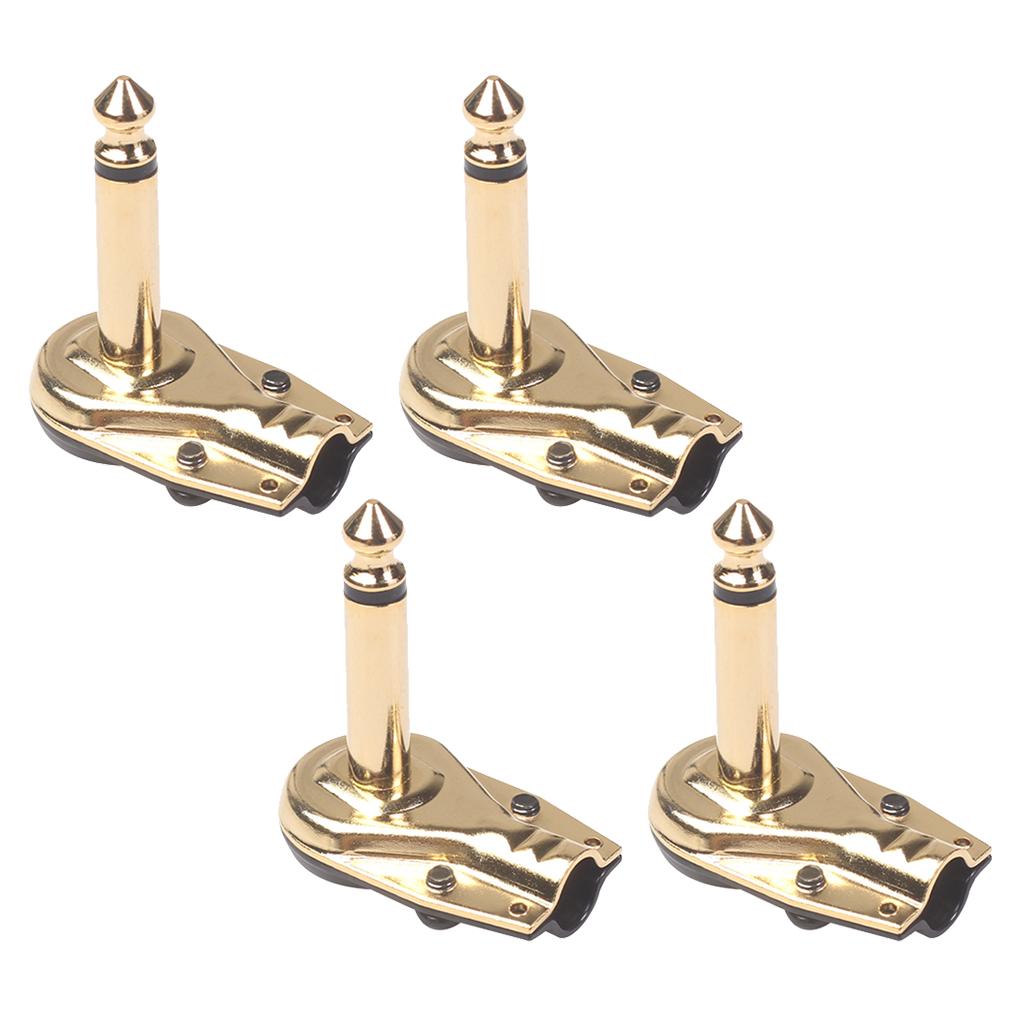 4 Pieces Guitar Effect Cables Plug Iron Right Angle Welding Plugs Gold