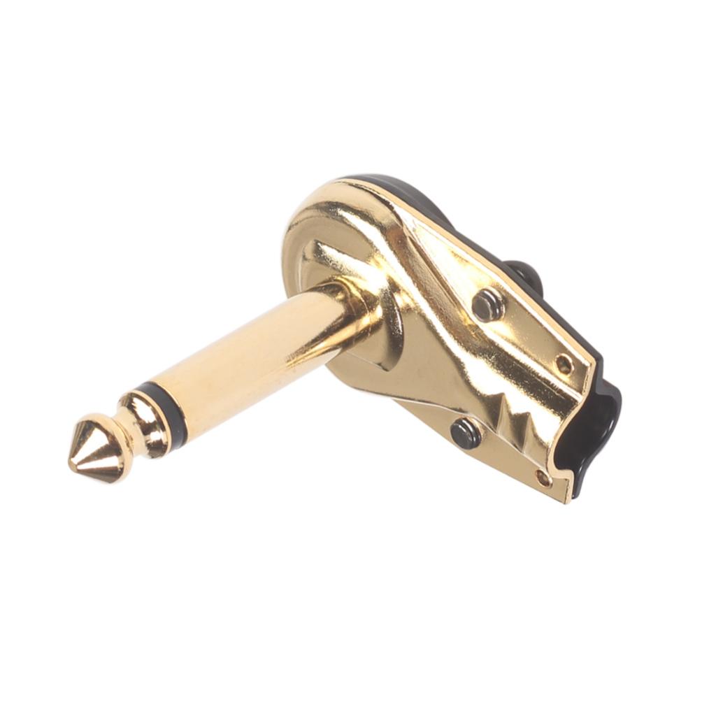 4 Pieces Guitar Effect Cables Plug Iron Right Angle Welding Plugs Gold