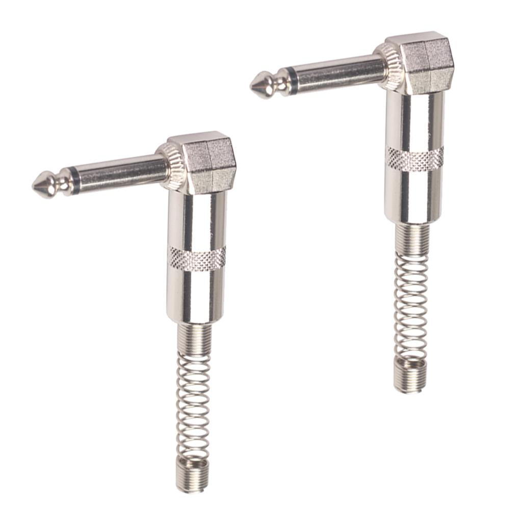 2Pieces Zinc Alloy L Shape 6.35mm Mono DIY Solder Plug for Guitar Mic Audio