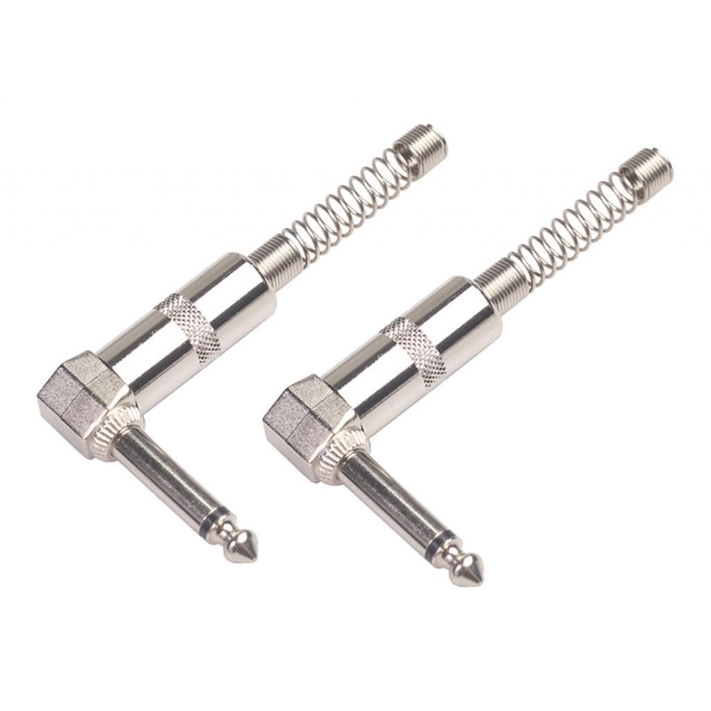 2Pieces Zinc Alloy L Shape 6.35mm Mono DIY Solder Plug for Guitar Mic Audio