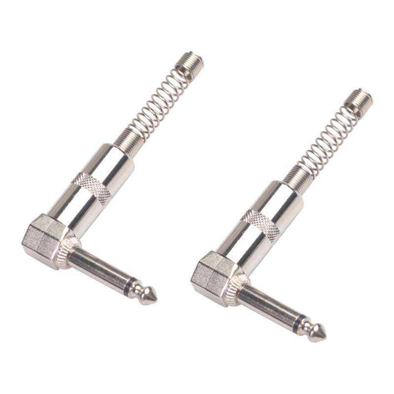 2Pieces Zinc Alloy L Shape 6.35mm Mono DIY Solder Plug for Guitar Mic Audio