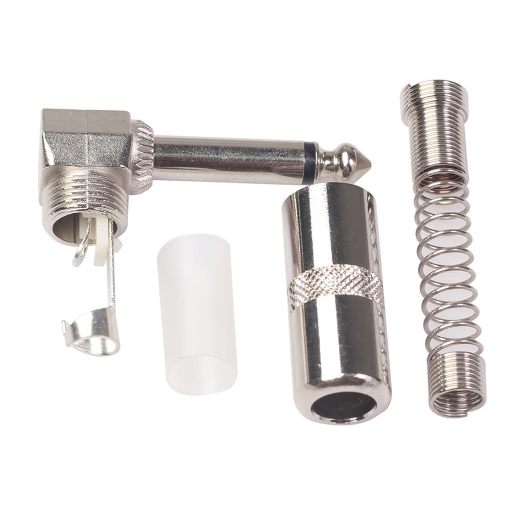 2Pieces Zinc Alloy L Shape 6.35mm Mono DIY Solder Plug for Guitar Mic Audio