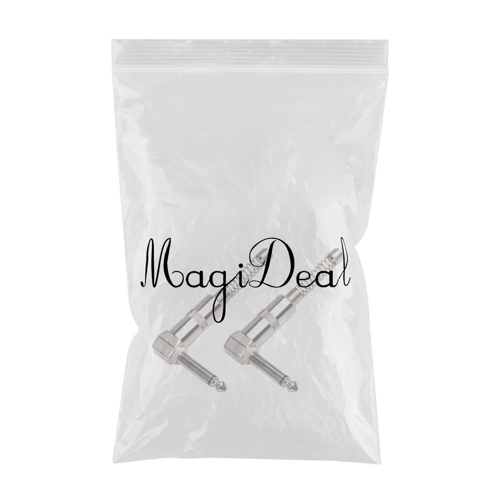 2Pieces Zinc Alloy L Shape 6.35mm Mono DIY Solder Plug for Guitar Mic Audio