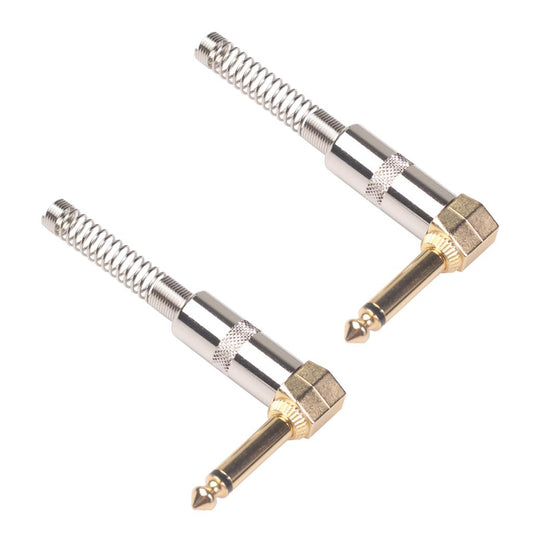 2Pieces Zinc Alloy L Shape 6.35mm Mono DIY Jack Plug for Guitar Mic Audio