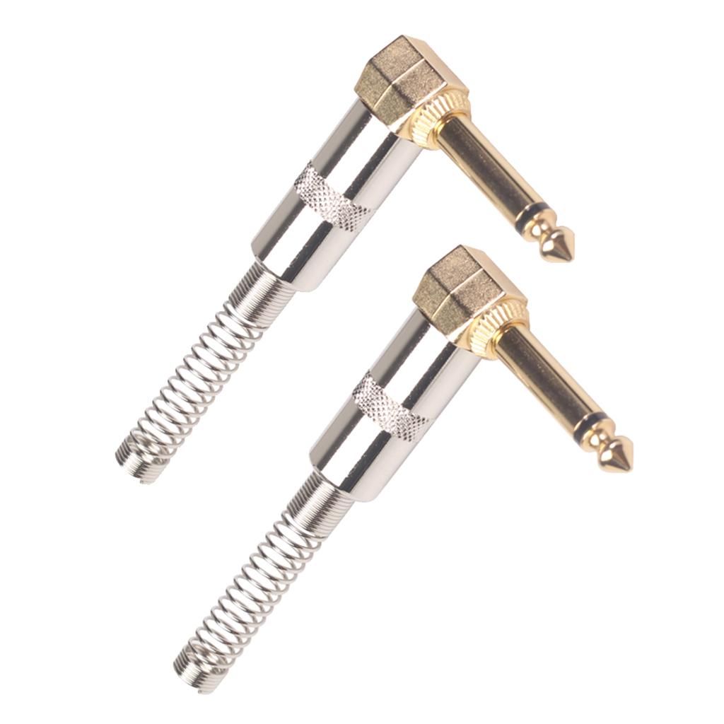 2Pieces Zinc Alloy L Shape 6.35mm Mono DIY Jack Plug for Guitar Mic Audio