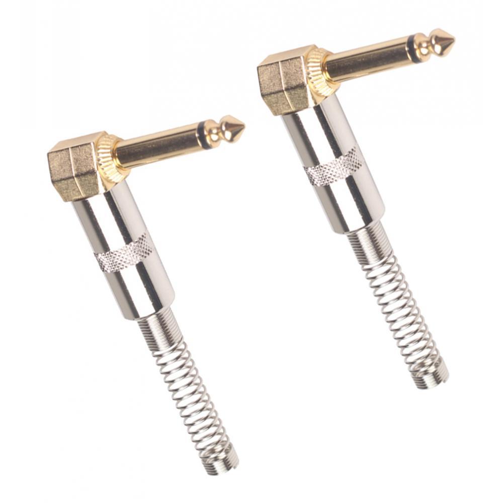 2Pieces Zinc Alloy L Shape 6.35mm Mono DIY Jack Plug for Guitar Mic Audio