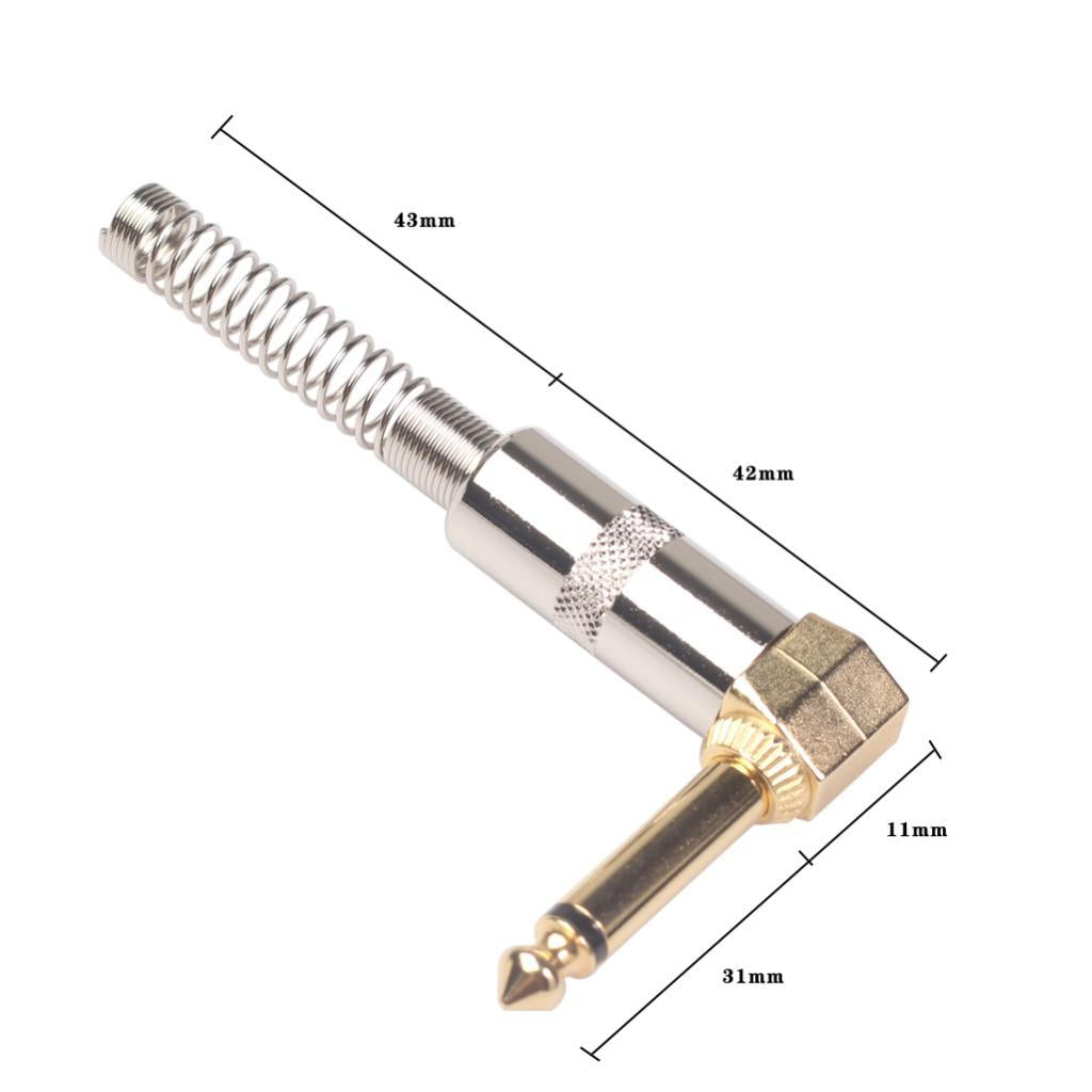 2Pieces Zinc Alloy L Shape 6.35mm Mono DIY Jack Plug for Guitar Mic Audio