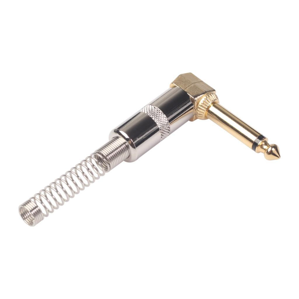2Pieces Zinc Alloy L Shape 6.35mm Mono DIY Jack Plug for Guitar Mic Audio