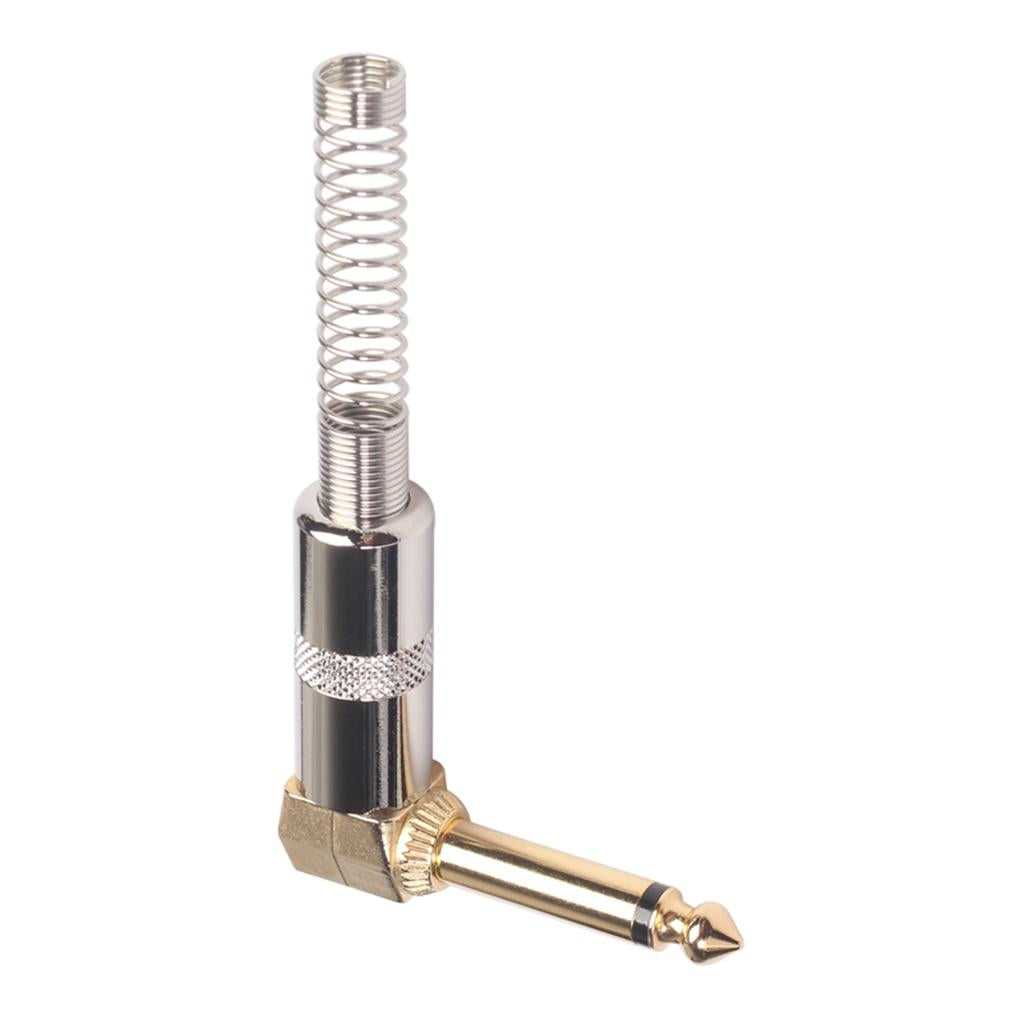2Pieces Zinc Alloy L Shape 6.35mm Mono DIY Jack Plug for Guitar Mic Audio
