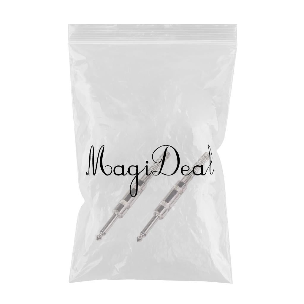 2Pieces 6.35mm Adapter Audio Connector for Guitar Converter Plug Silver